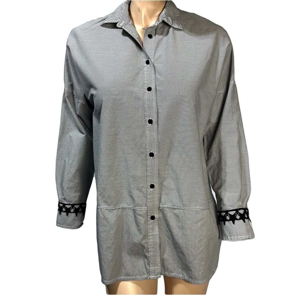 Anthropologie Vilagallo Button Front Shirt Size 42 Portugal Embroidered Dogs